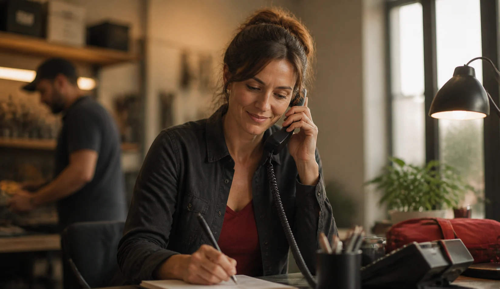 A small business professional following up with a customer about an open estimate.