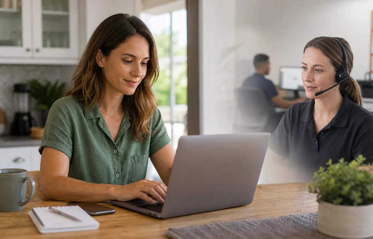 A homeowner using a clear online service-request conversation.