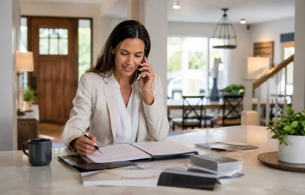 A real-estate professional following up after a residential open house.