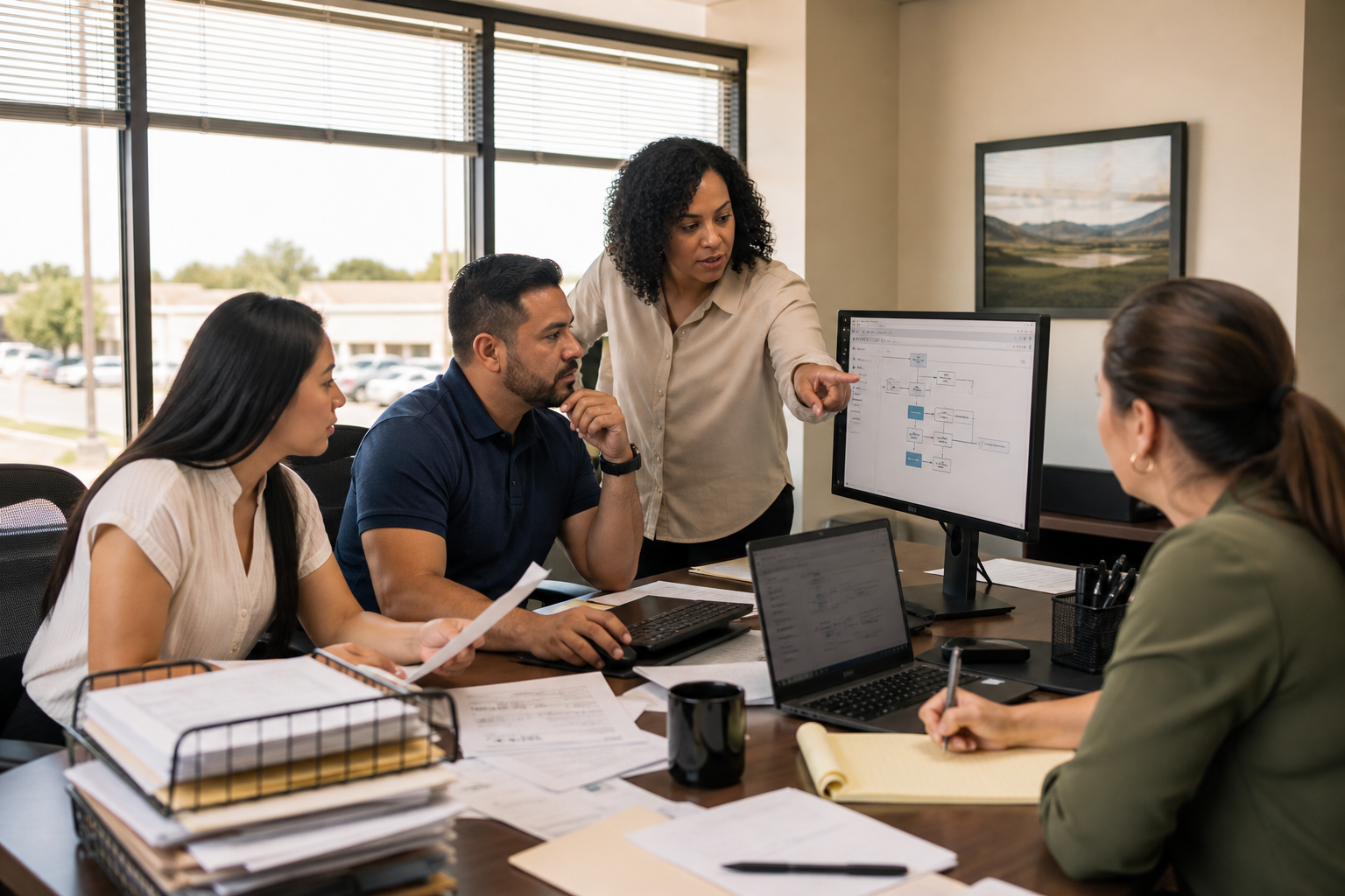 Converse business team using a custom AI system to reduce repetitive administrative work