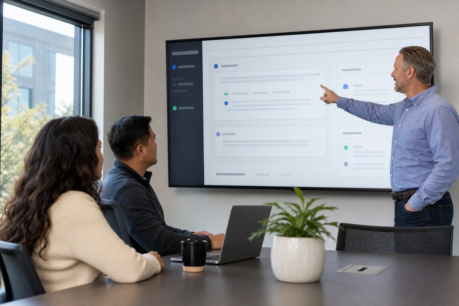 Converse professionals reviewing an approved answer in a governed AI knowledge system